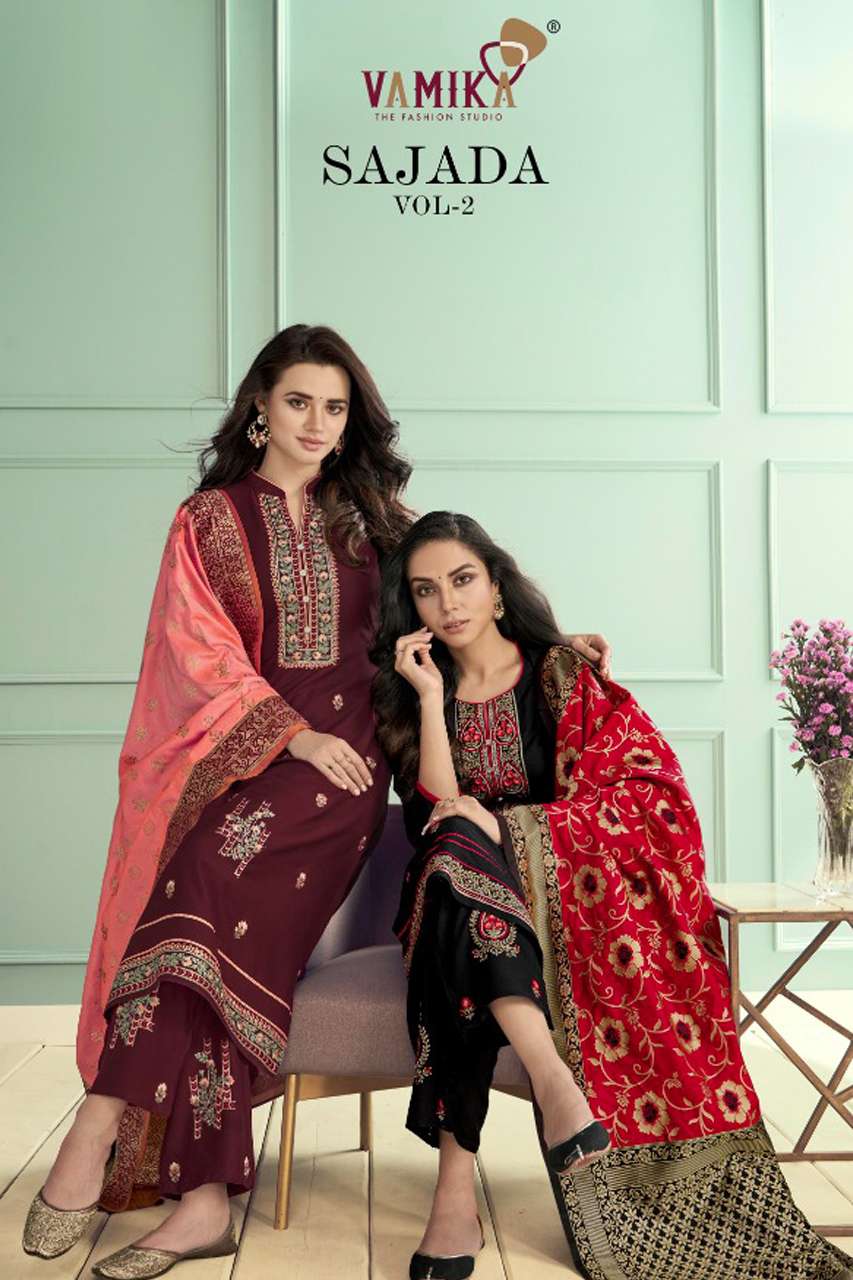 SAJADA VOL-2 BY VAMIKA 5007 TO 5012 SERIES WHOLESALE RAYON F...